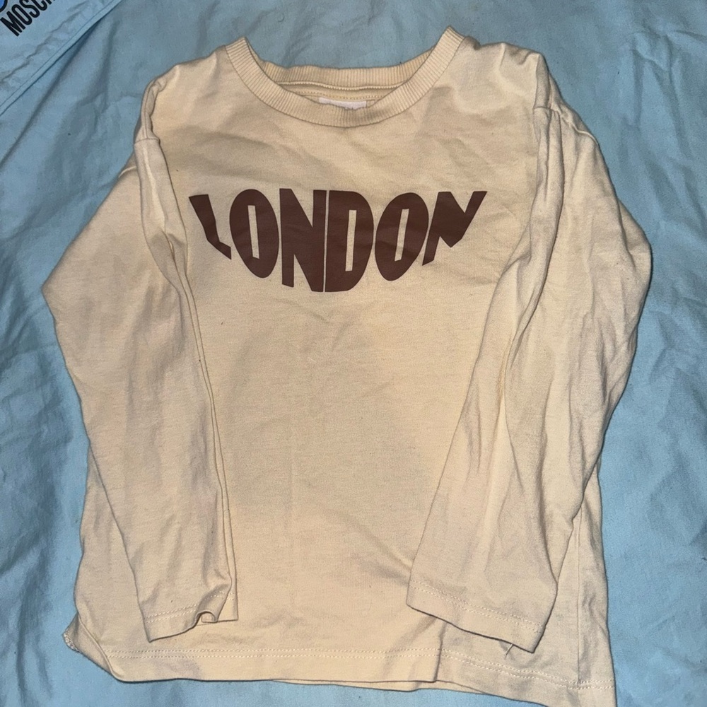 Zara Kids Cream Long Sleeve Tee with London Print